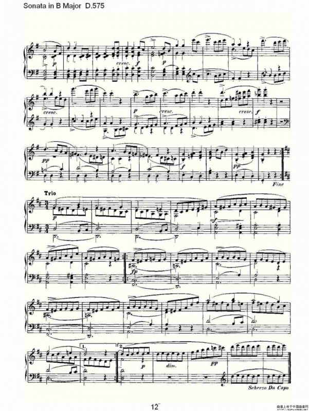 Sonata in B Major D.575（B大调奏鸣曲 D.575）