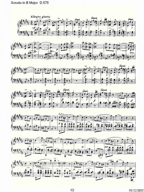Sonata in B Major D.575（B大调奏鸣曲 D.575）