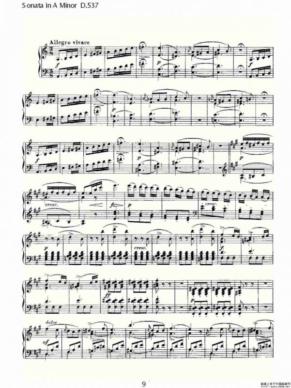Sonata in A Minor D.537（A小调奏鸣曲 D.537）