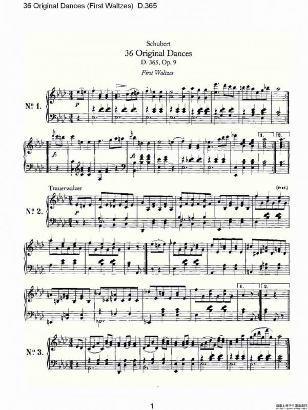 36 Original Dances（First Waltzes) D.36）