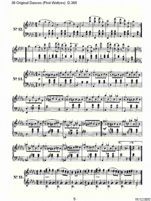 36 Original Dances（First Waltzes) D.36）