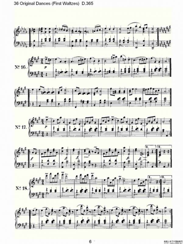 36 Original Dances（First Waltzes) D.36）