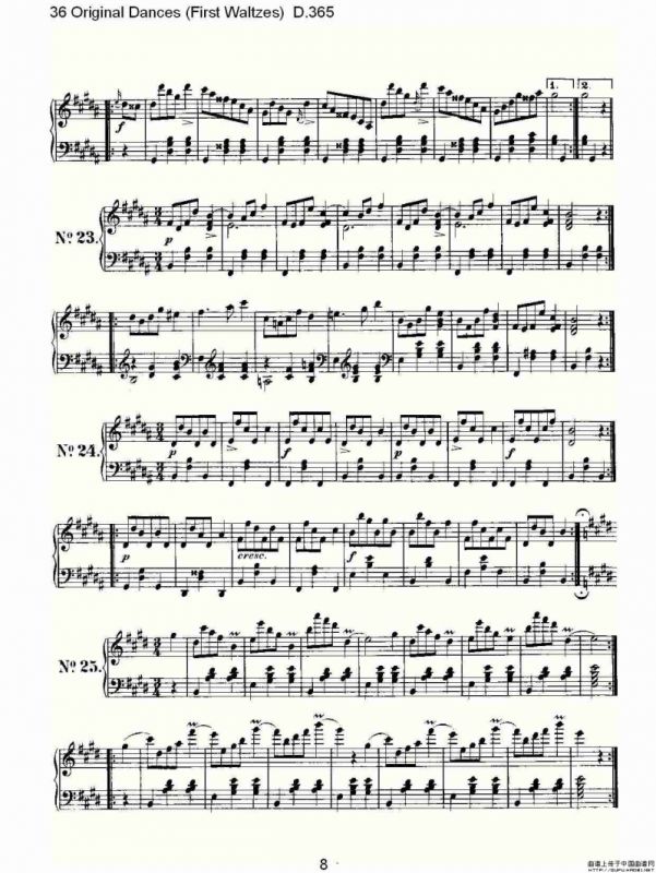 36 Original Dances（First Waltzes) D.36）