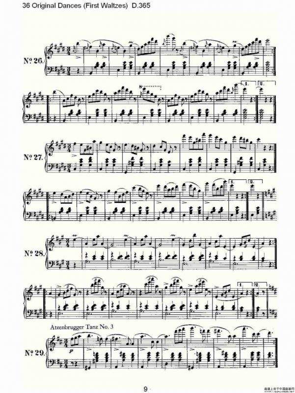 36 Original Dances（First Waltzes) D.36）