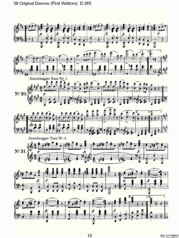36 Original Dances（First Waltzes) D.36）
