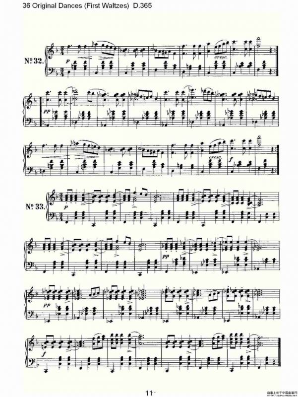 36 Original Dances（First Waltzes) D.36）