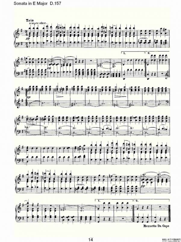 Sonata in E Major D.157（E大调奏鸣曲 D.157）