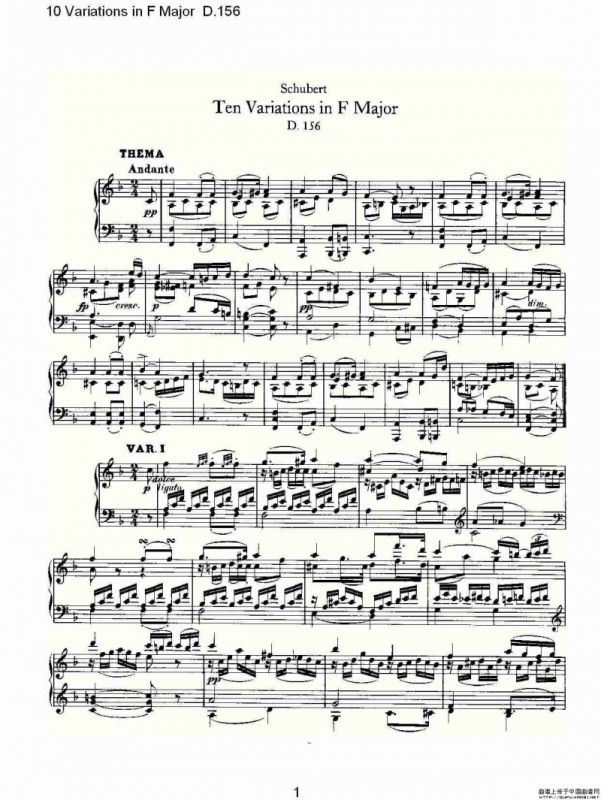 10 Variations in F Major D.156（F大调10变奏曲 D.156）