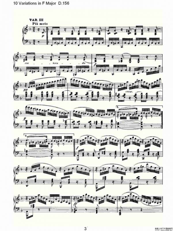 10 Variations in F Major D.156（F大调10变奏曲 D.156）