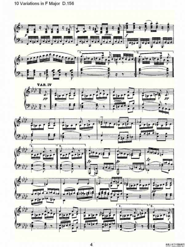 10 Variations in F Major D.156（F大调10变奏曲 D.156）