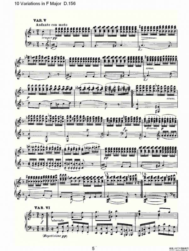 10 Variations in F Major D.156（F大调10变奏曲 D.156）