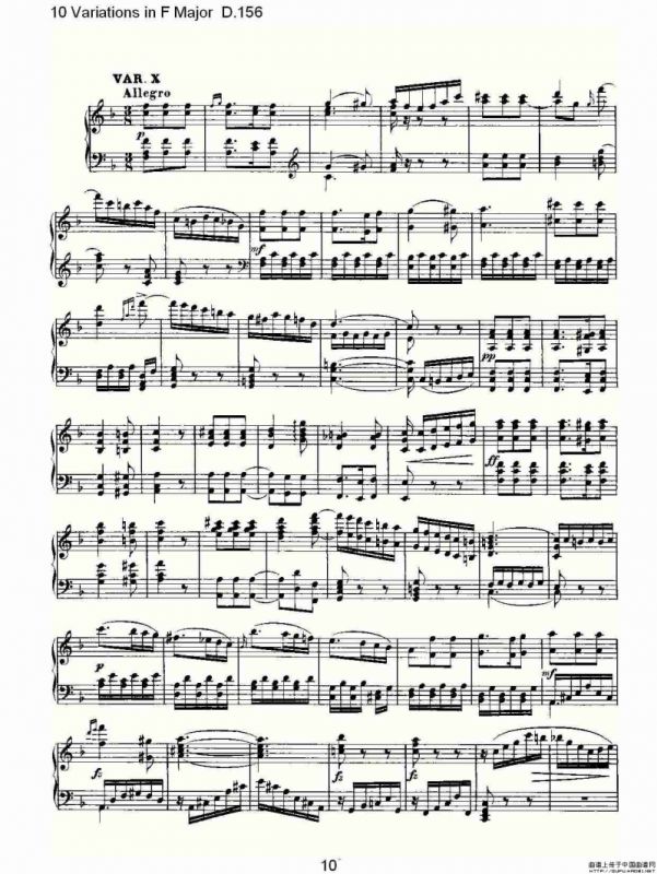 10 Variations in F Major D.156（F大调10变奏曲 D.156）