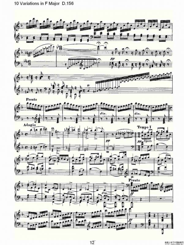 10 Variations in F Major D.156（F大调10变奏曲 D.156）