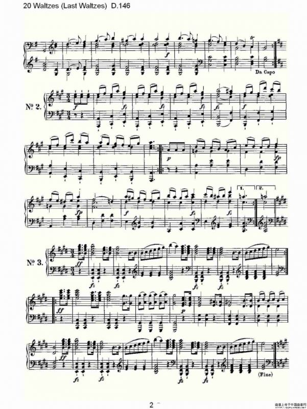 20 Waltzes（Last Waltzes) D.14）
