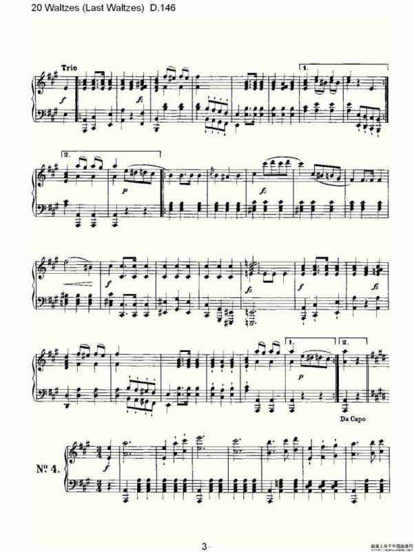 20 Waltzes（Last Waltzes) D.14）