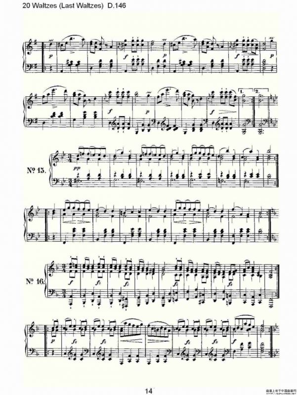 20 Waltzes（Last Waltzes) D.14）