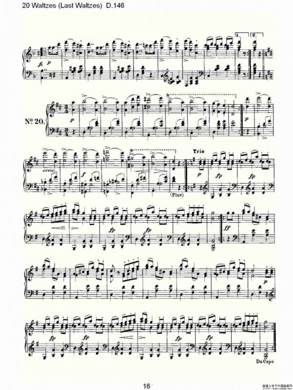 20 Waltzes（Last Waltzes) D.14）