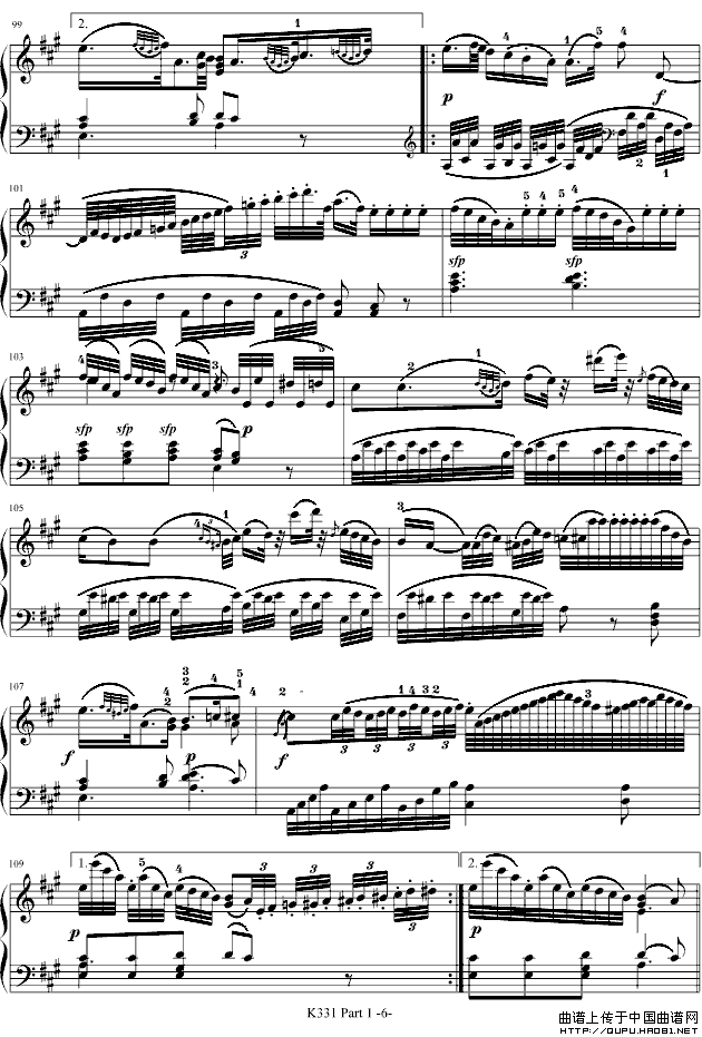 A大调钢琴奏鸣曲 第一乐章（K331 第一乐章）