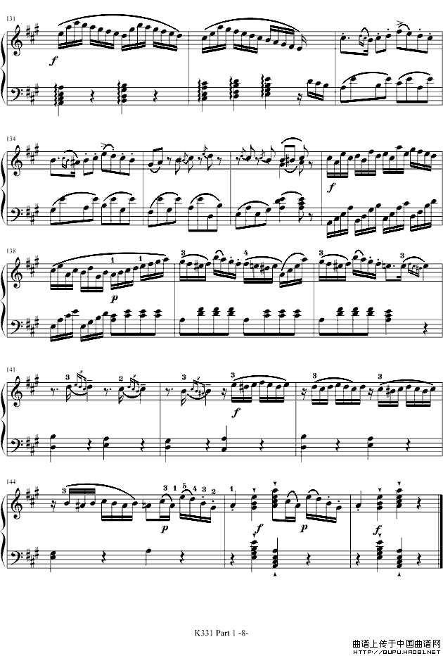 A大调钢琴奏鸣曲 第一乐章（K331 第一乐章）