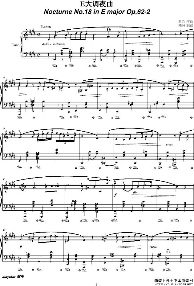 降E大调夜曲（op.62-2）