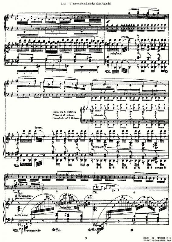 李斯特六首帕格尼尼练习曲之（一）