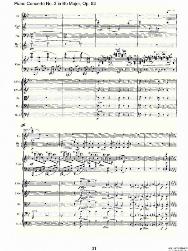 Bb大调钢琴第二协奏曲, Op.83第一乐章（二）