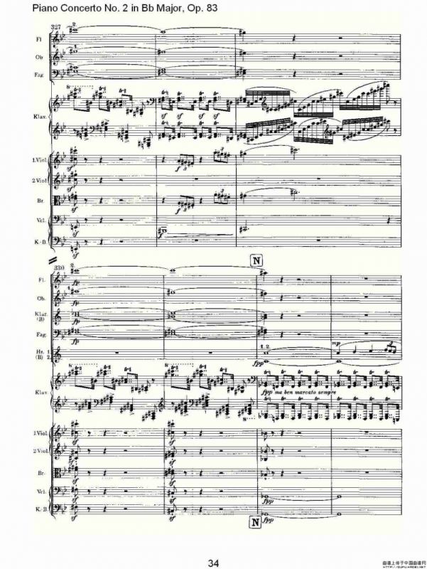 Bb大调钢琴第二协奏曲, Op.83第一乐章（二）