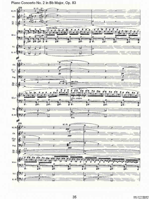 Bb大调钢琴第二协奏曲, Op.83第一乐章（二）