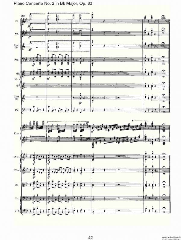 Bb大调钢琴第二协奏曲, Op.83第一乐章（二）