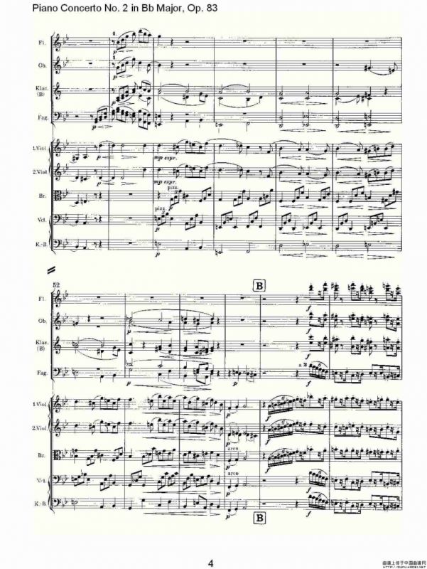 Bb大调钢琴第二协奏曲, Op.83第一乐章（一）