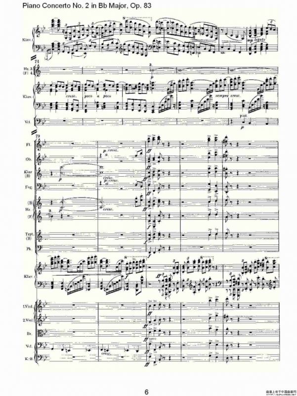 Bb大调钢琴第二协奏曲, Op.83第一乐章（一）