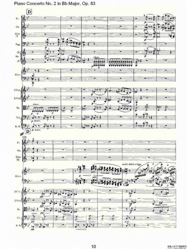 Bb大调钢琴第二协奏曲, Op.83第一乐章（一）