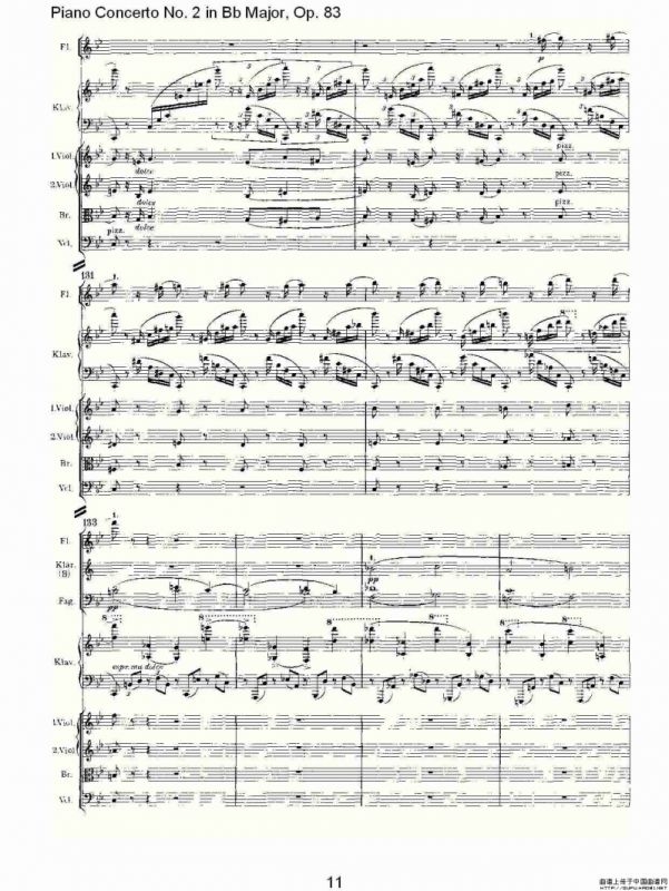 Bb大调钢琴第二协奏曲, Op.83第一乐章（一）