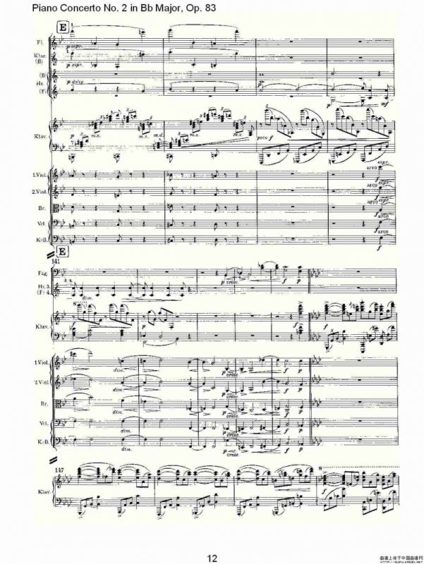 Bb大调钢琴第二协奏曲, Op.83第一乐章（一）