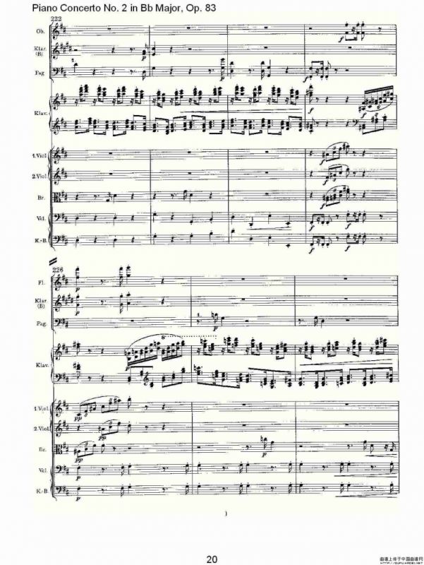 Bb大调钢琴第二协奏曲, Op.83第一乐章（一）