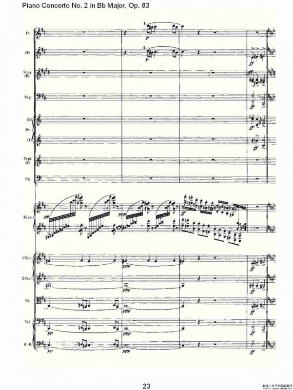 Bb大调钢琴第二协奏曲, Op.83第一乐章（一）