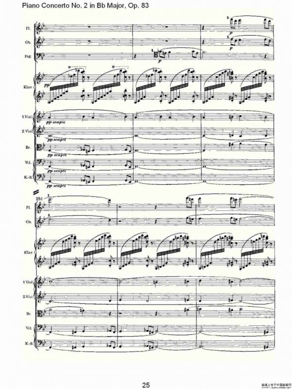 Bb大调钢琴第二协奏曲, Op.83第一乐章（一）