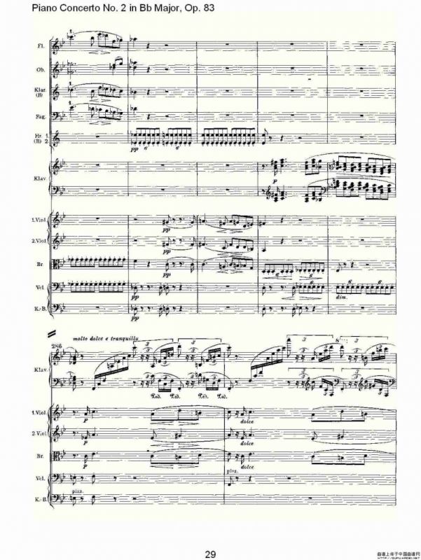 Bb大调钢琴第二协奏曲, Op.83第一乐章（一）