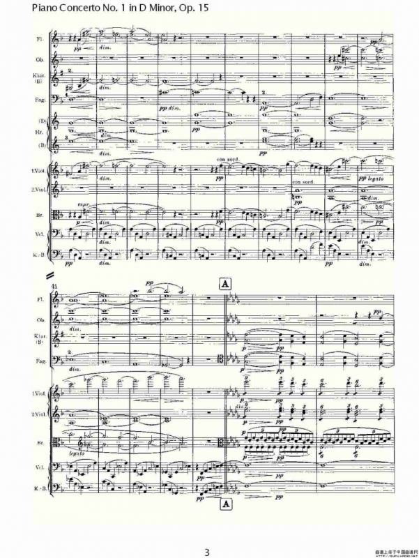 D小调钢琴第一协奏曲, Op.15第一乐章（一）