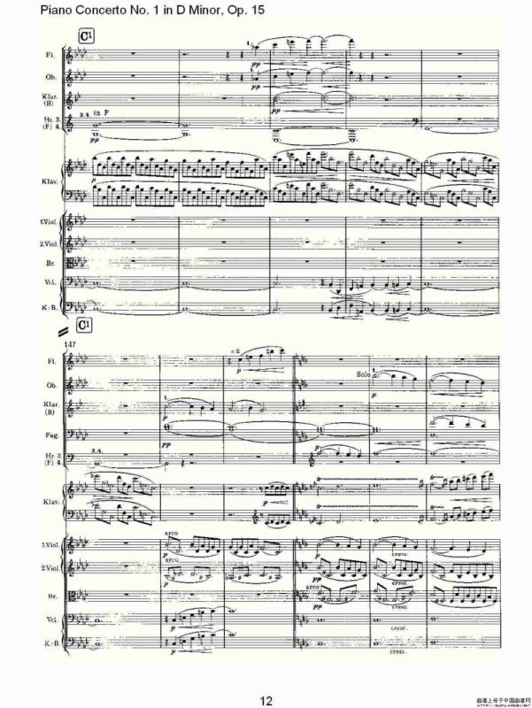 D小调钢琴第一协奏曲, Op.15第一乐章（一）