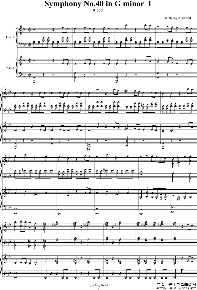第四十号交响曲第一乐章（双钢琴）