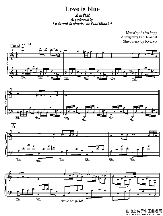 Love Is Bule（蓝色的爱）