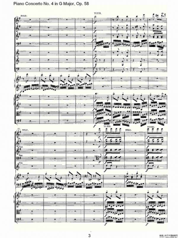 Ｇ大调钢琴第四协奏曲 Op.58 第三乐章（总谱）