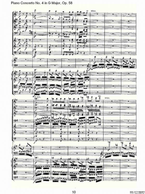 Ｇ大调钢琴第四协奏曲 Op.58 第三乐章（总谱）
