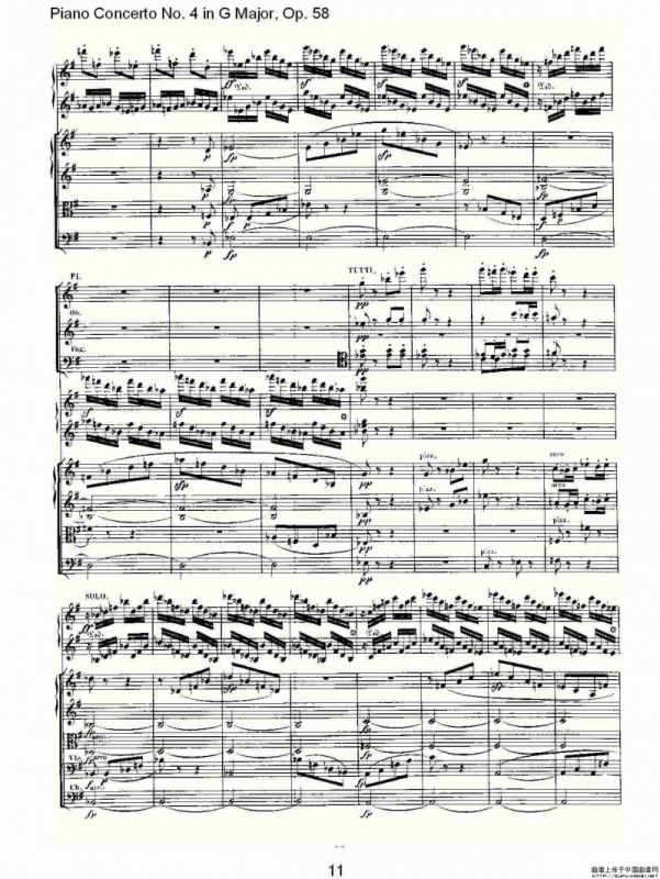 Ｇ大调钢琴第四协奏曲 Op.58 第三乐章（总谱）