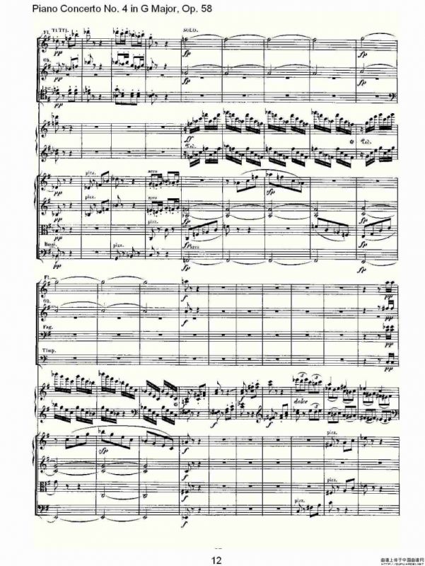 Ｇ大调钢琴第四协奏曲 Op.58 第三乐章（总谱）