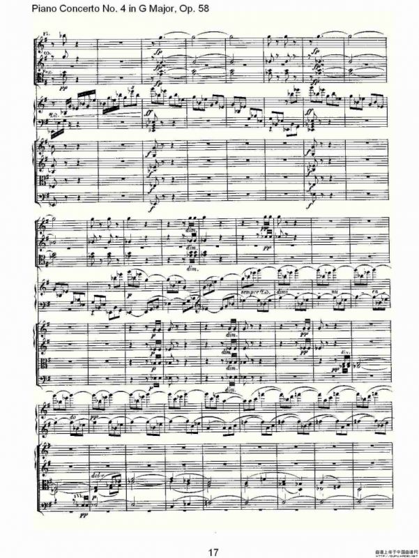 Ｇ大调钢琴第四协奏曲 Op.58 第三乐章（总谱）