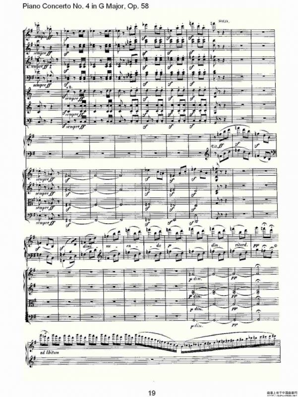Ｇ大调钢琴第四协奏曲 Op.58 第三乐章（总谱）
