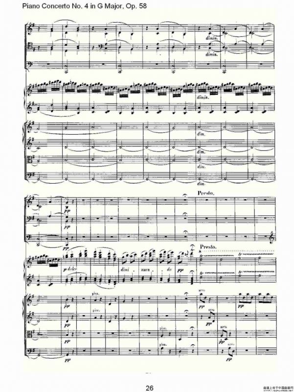 Ｇ大调钢琴第四协奏曲 Op.58 第三乐章（总谱）