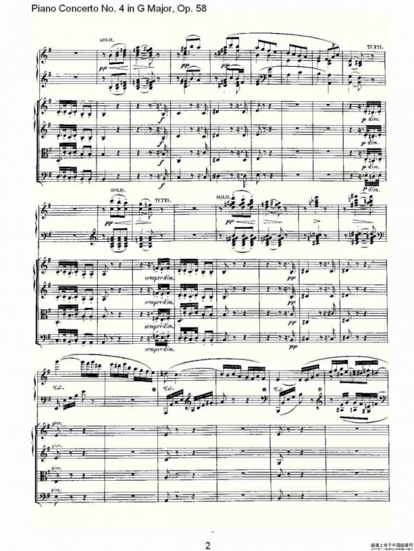 Ｇ大调钢琴第四协奏曲 Op.58 第二乐章（总谱）